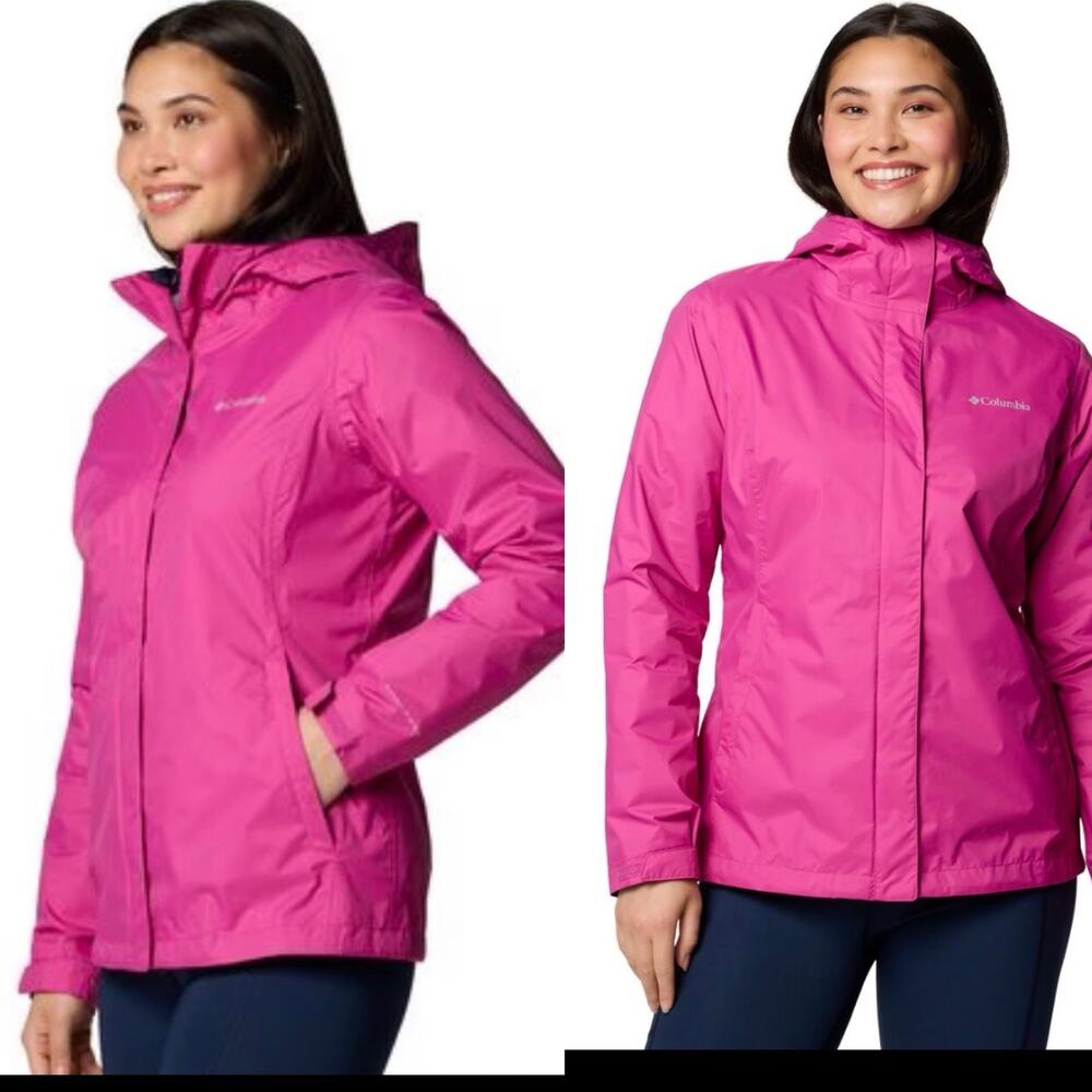 Columbia Arcadia II Rain Jacket Omni-Tech Waterproof Pink Hooded Women’s L NWT
